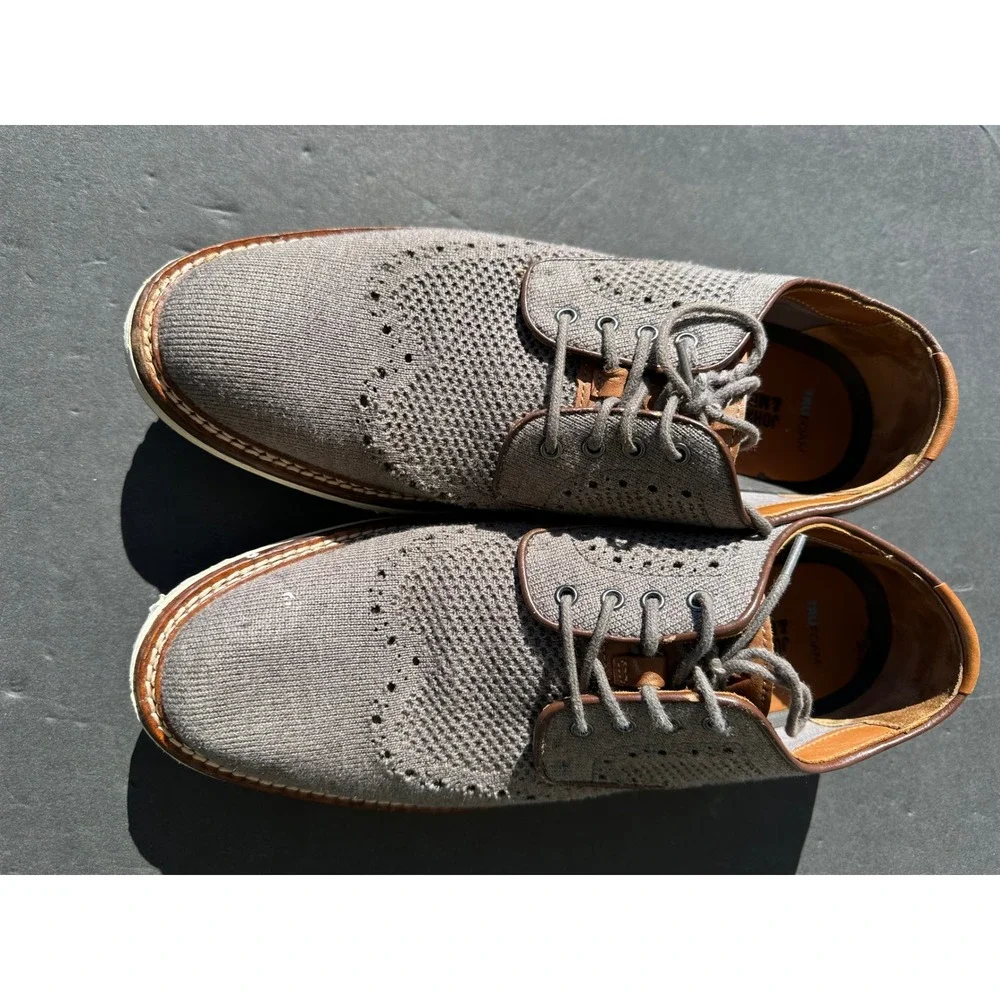 Johnston & Murphy McGuffey Knit Wingtip Oxford Grey Mens 9.5M 20-5368‎